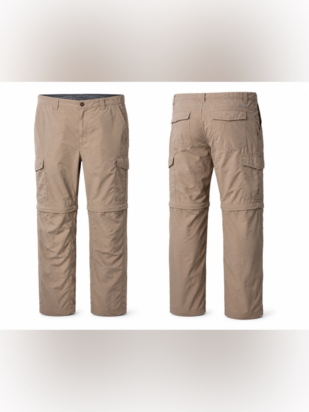 Columbia Omni Shade Convertible Pants to Shorts Men Beige Sun Protection - Picture 2 of 6